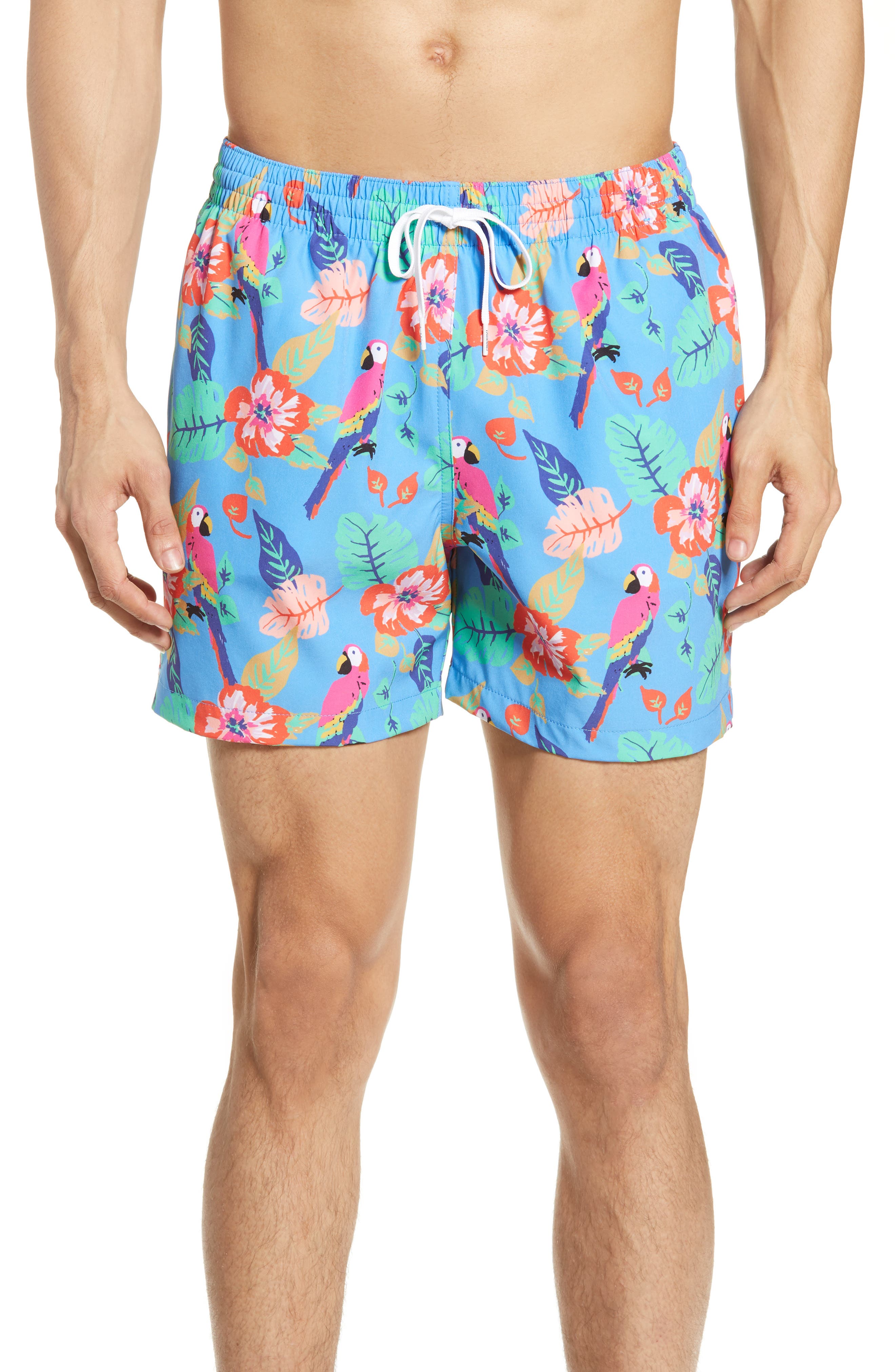 Chubbies Painted Parrots Swim Trunks, Blue
