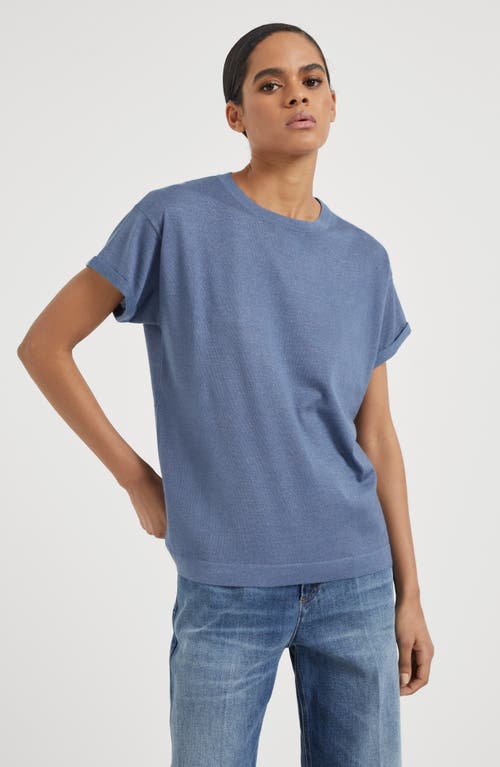 Shop Brunello Cucinelli Cashmere And Silk Lightweight Sweater In Blue