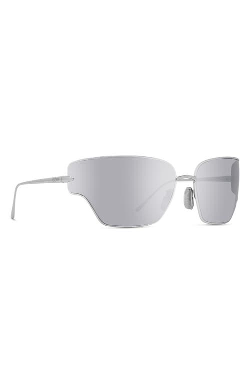 Shop Loewe Signature 70mm Mirrored Oversize Geometric Sunglasses In Shiny Palladium/smoke Mirror