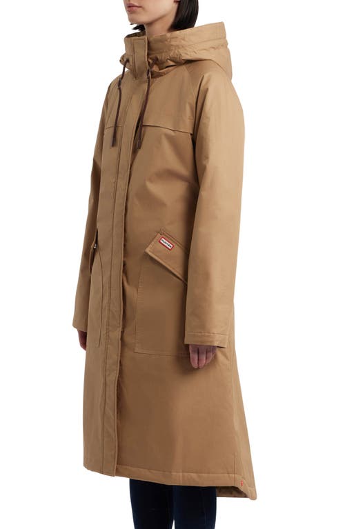 Shop Hunter Jane Canvas Padded Longline Coat In British Tan