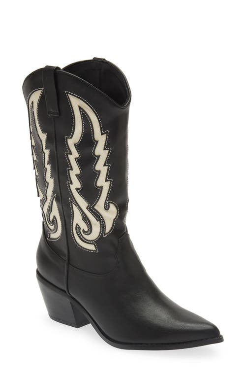 Norva Western Pointed Toe Boot in Black-Bone