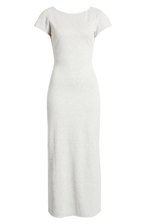 Bp. Open Back Stretch Cotton Knit Midi Dress In Gray