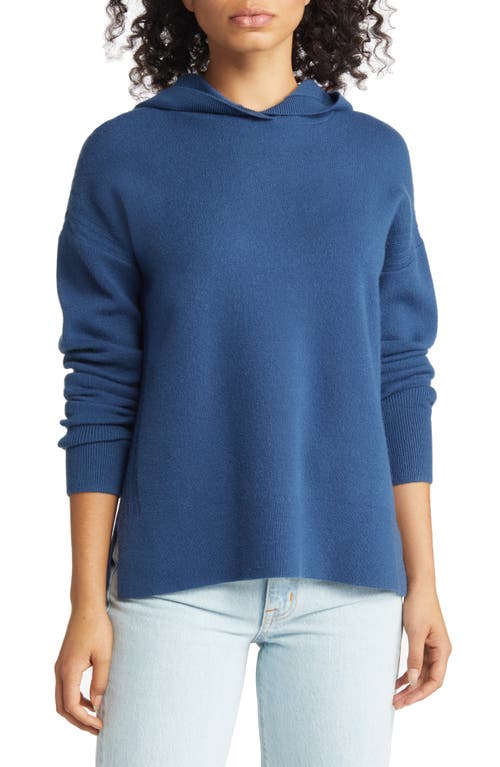 caslon(r) Ribbed Sweater Hoodie in Blue Ensign