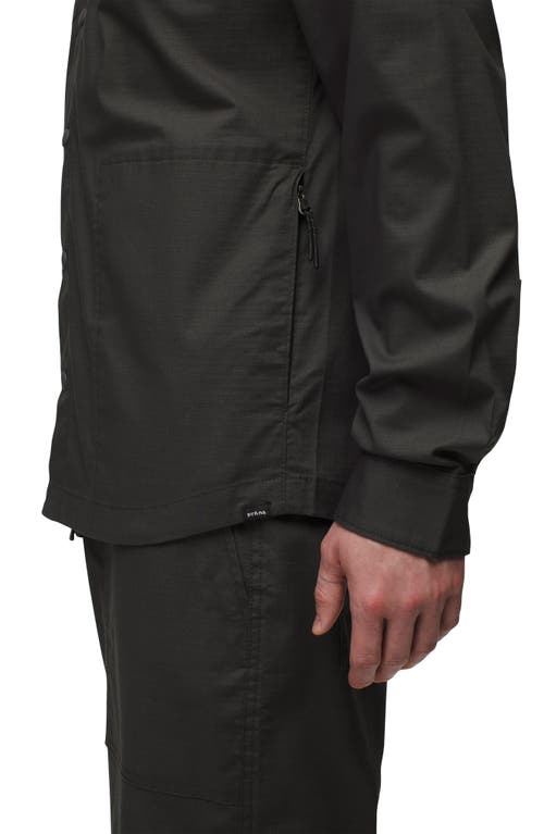 Prana Palisades Ripstop Upf Snap Front Field Shirt In Dark Iron