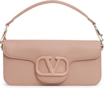 VALENTINO Loco V Logo Calfskin Leather Crossbody Bag Dark Brown