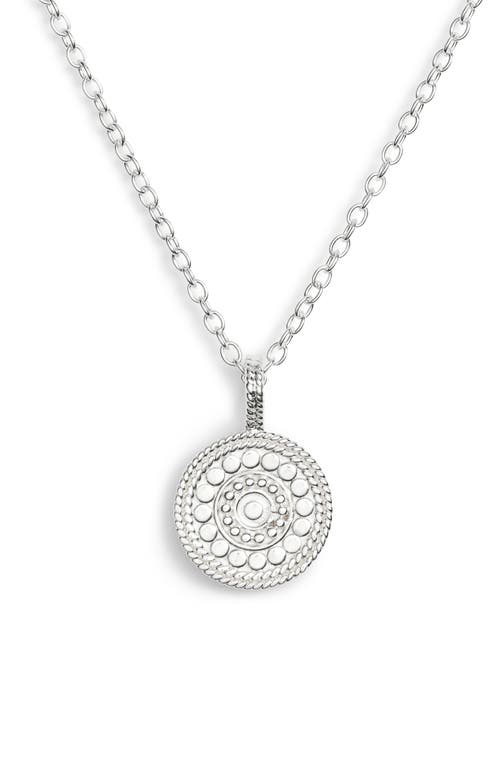Anna Beck Beaded Reversible Circle Pendant Necklace in Silver