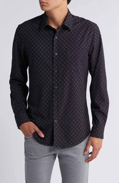 NORDSTROM NORDSTROM TRIM FIT GEOMETRIC PRINT STRETCH BUTTON-UP SHIRT 