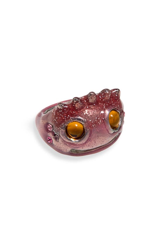 Shop Collina Strada Liberty Frog Recycled Pewter Ring In Soft Pink