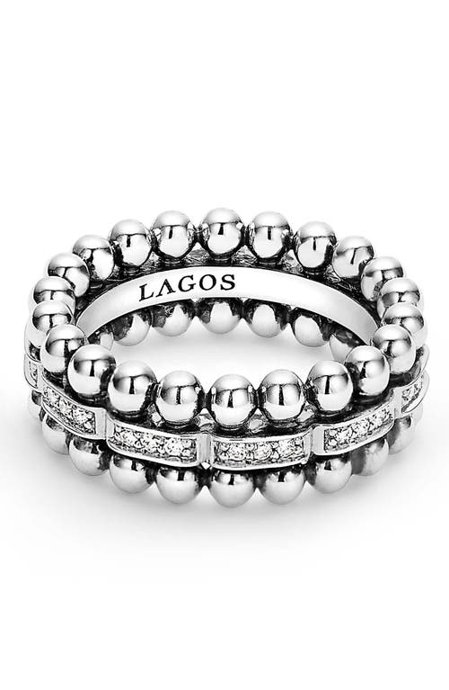 Lagos Caviar Spark Diamond Band Ring In Silver/diamond
