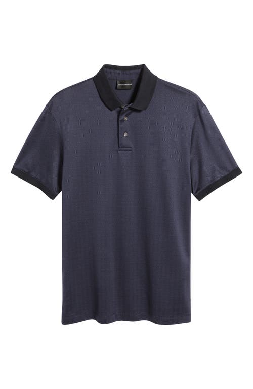 Shop Emporio Armani Chevron Lyocell & Cotton Polo In Navy