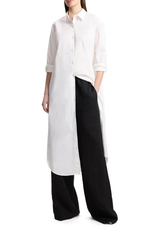 Theory Long Sleeve Cotton Blend Maxi Shirtdress White at Nordstrom,