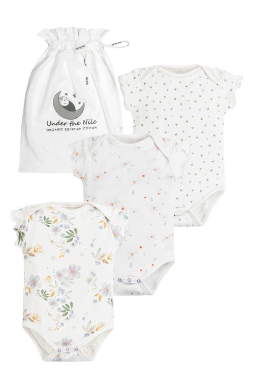 Under the Nile Assorted 3-Pack Floral Print Bodysuits in White/Multi at Nordstrom