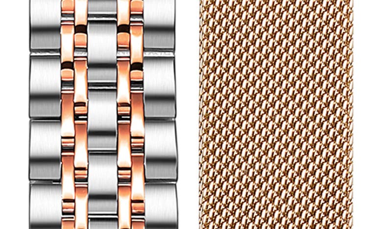 Shop The Posh Tech Assorted 2-pack Stainless Steel Apple Watch® Watchbands In Silver / Rose Gold