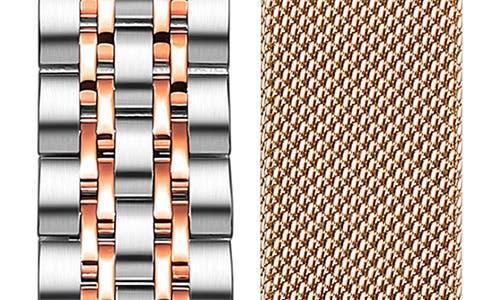 Shop The Posh Tech Assorted 2-pack Stainless Steel Apple Watch® Watchbands In Silver/rose Gold