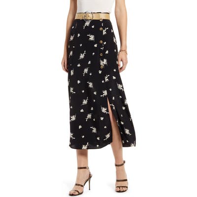 Something Navy High Waist Midi Skirt, Black (Nordstrom Exclusive)