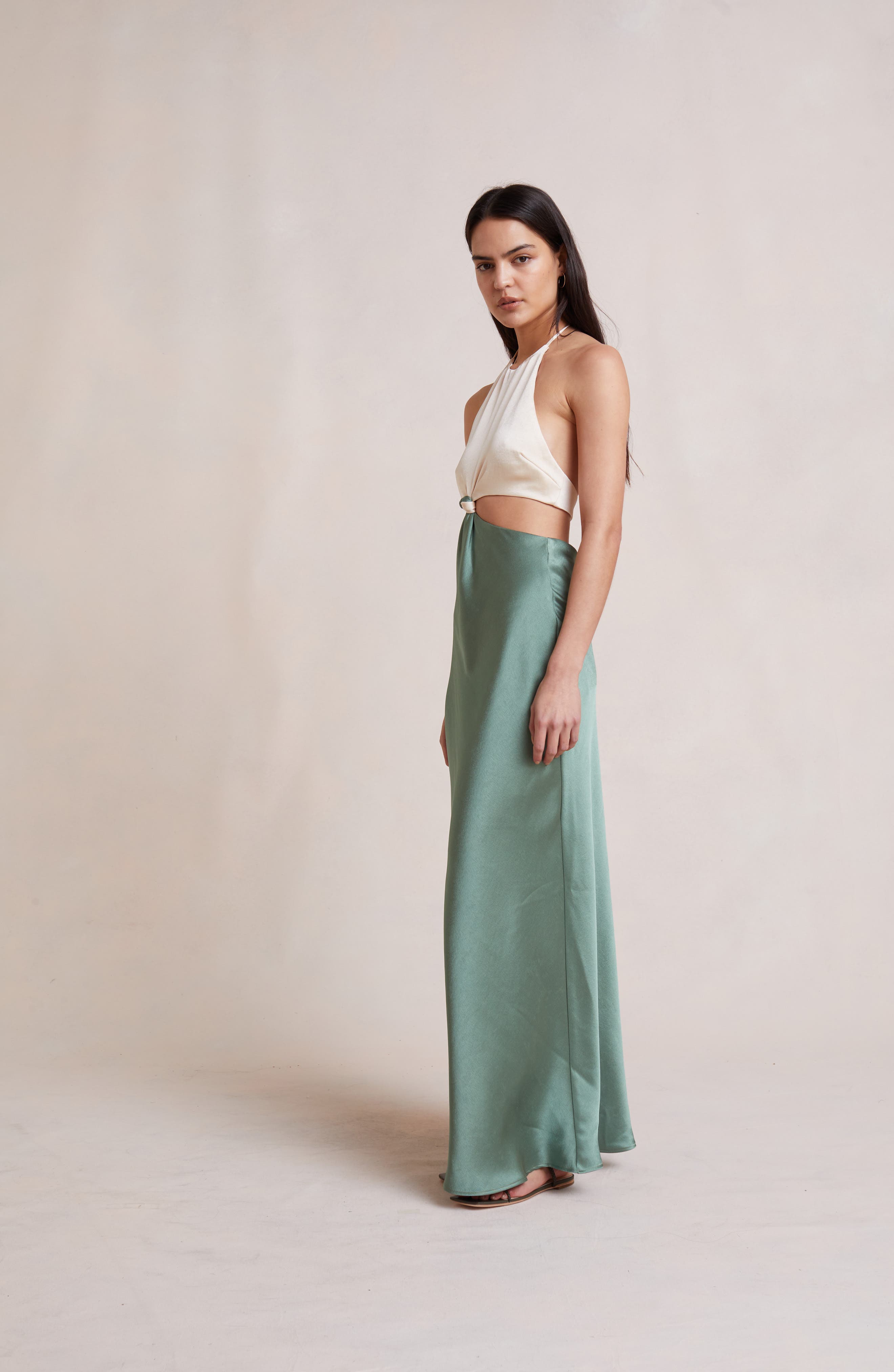 Bec & Bridge Carrie Cutout Halter Maxi Dress In Multi Green | ModeSens