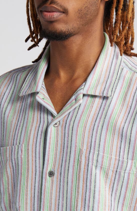 Shop Obey Talby Stripe Oxford Cloth Camp Shirt In Hydrangea Multi
