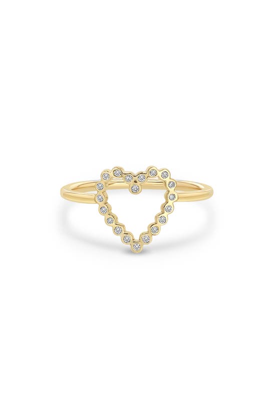 Shop Zoë Chicco Diamond Open Heart Ring In Yellow Gold