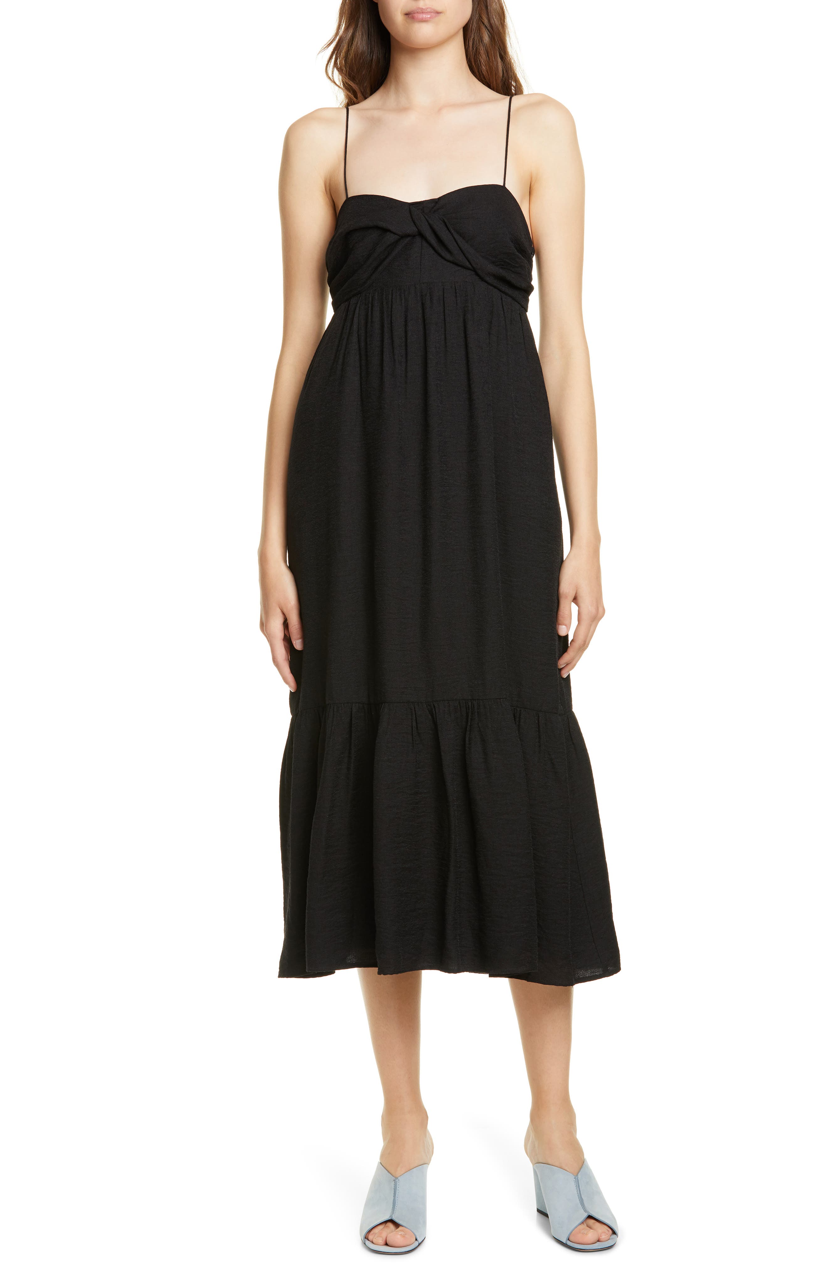 Joie Chayton Ruffle Hem Midi Sundress, Black