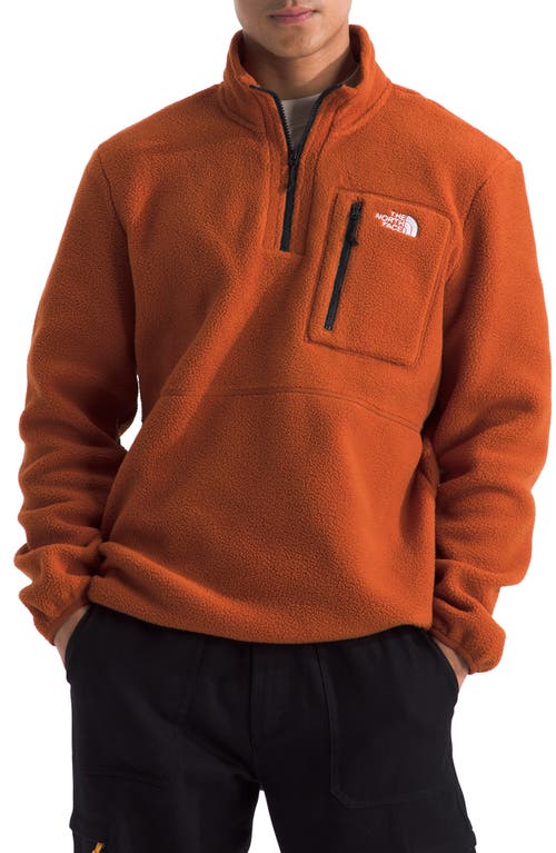 Shop The North Face Yumiori Half Zip Recycled Fleece Pullover In Earthen Copper/tnf Black