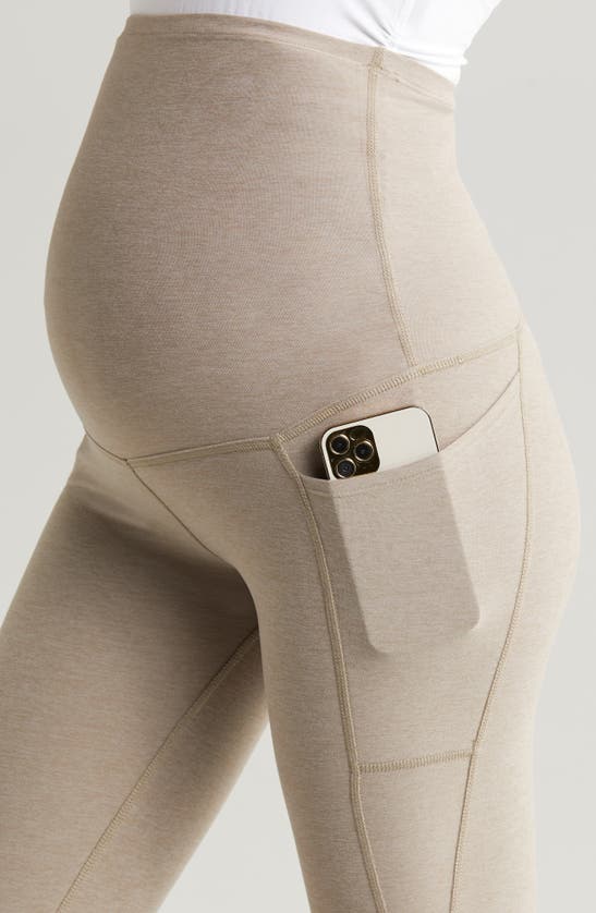Shop Beyond Yoga Out Of Pocket High Waist Maternity Leggings In Birch Heather