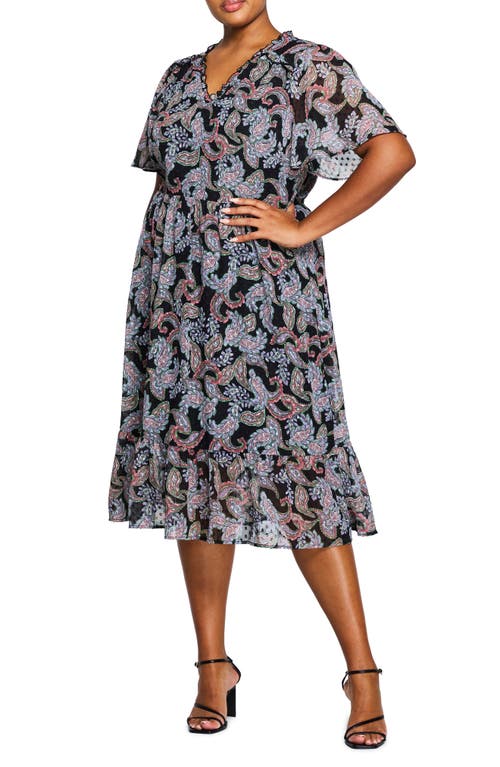 Maya Paisley Clip Dot Midi Dress in Print