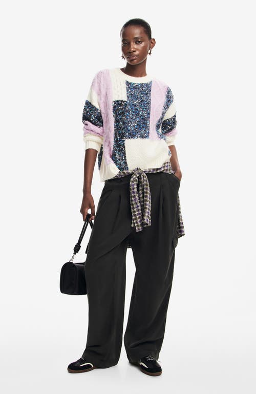 Desigual Edmonton Patchwork Sweater In White