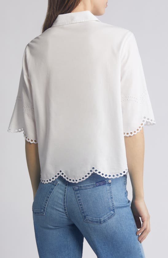 BEACHLUNCHLOUNGE CLO EYELET BORDER BUTTON-UP SHIRT