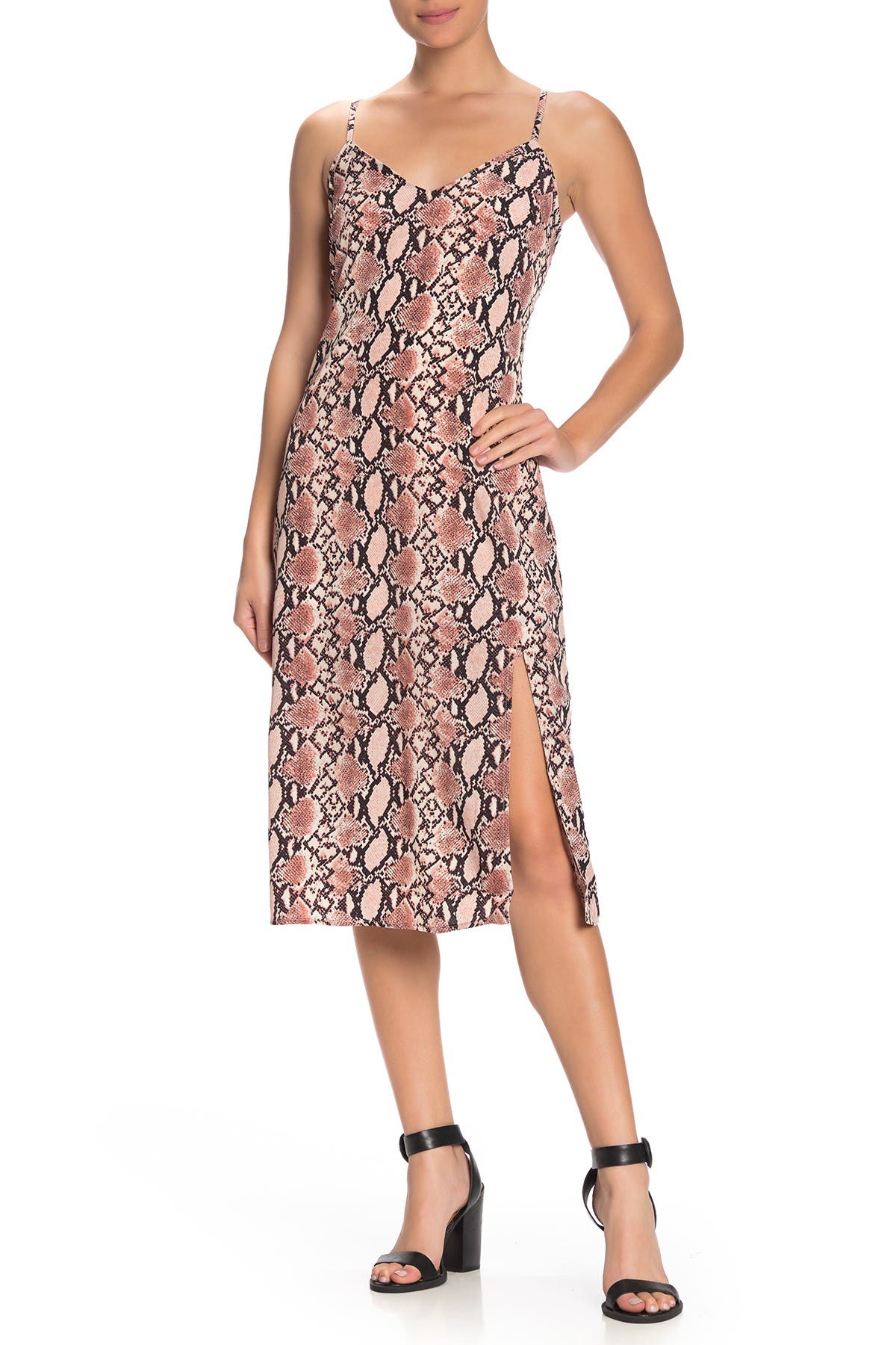 printed midi slip dress