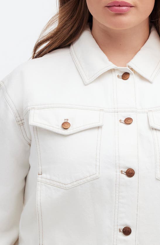 Shop Madewell Button Front Denim Jacket In Tile White