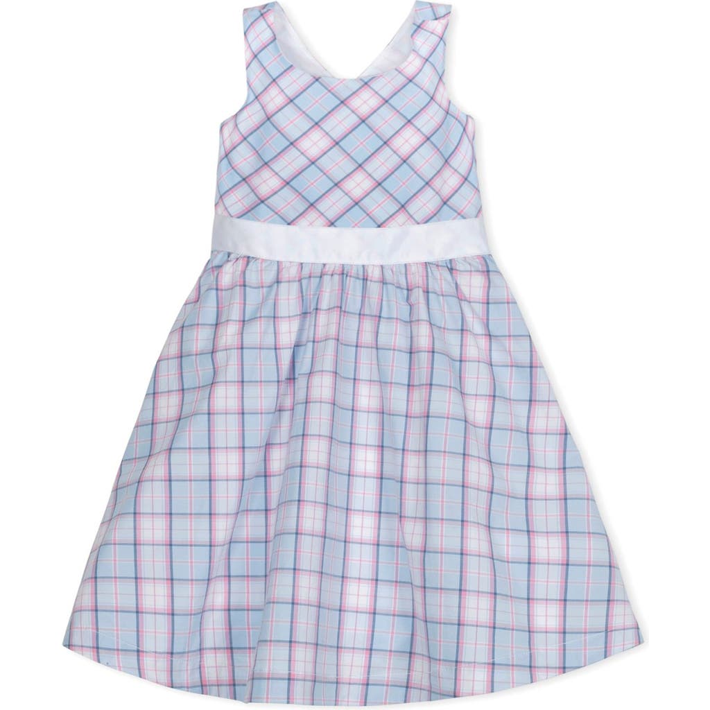 Hope & Henry Kids'  Girls' Sleeveless Special Occasion Party Dress With Cross Back Detail, Toddler In English Blue Plaid