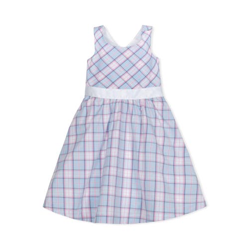 Hope & Henry Girls' Sleeveless Special Occasion Party Dress With Cross Back Detail, Kids In English Blue Plaid