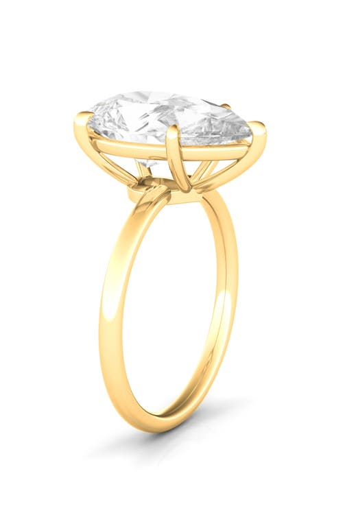 Hautecarat Pear Cut Lab Created Diamond Ring In 3.00 Ctw 18k Yellow Gold