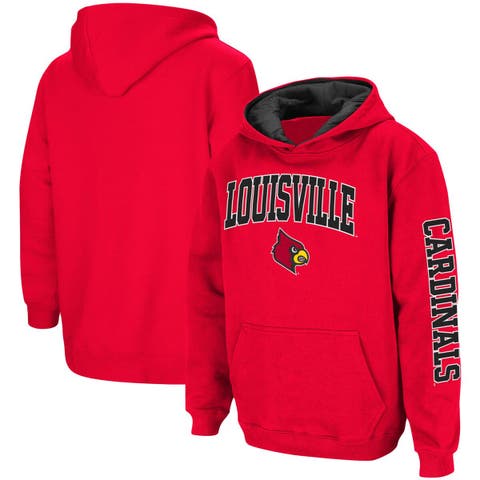 Louisville Cardinals Womens Red Colorblock Sweater Crew Sweatshirt