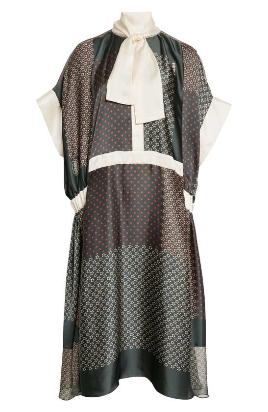 Sacai X Eric Haze Tie-neck Midi Dress In Green | ModeSens