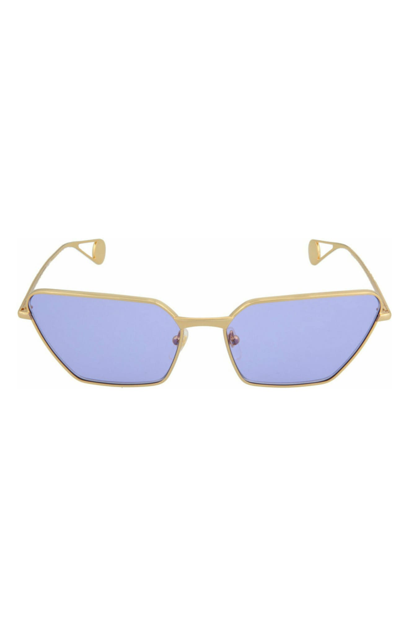 Gucci 63mm Cat Eye Sunglasses In Gold Gold Blue