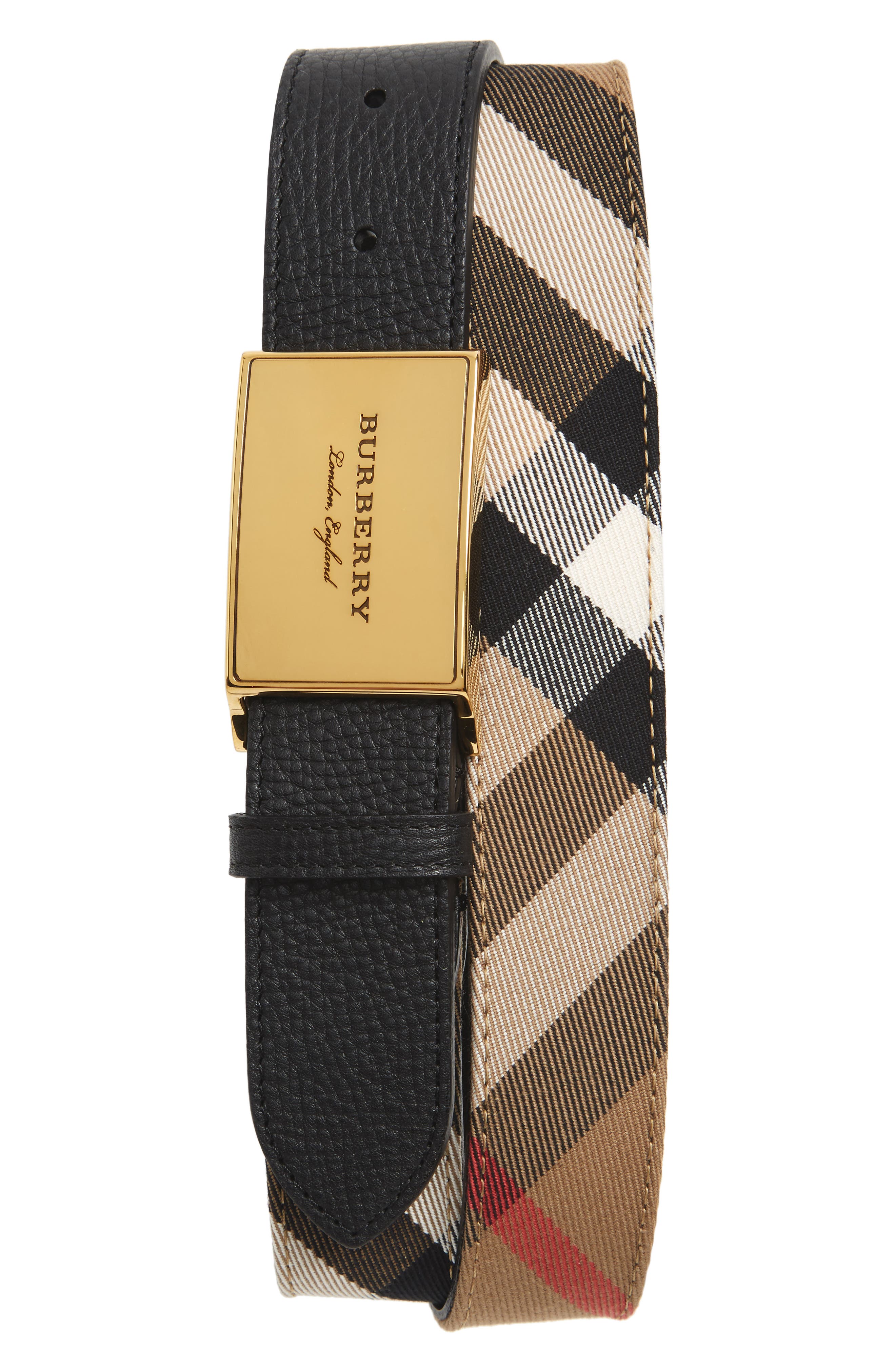 Burberry George Check Leather Belt 