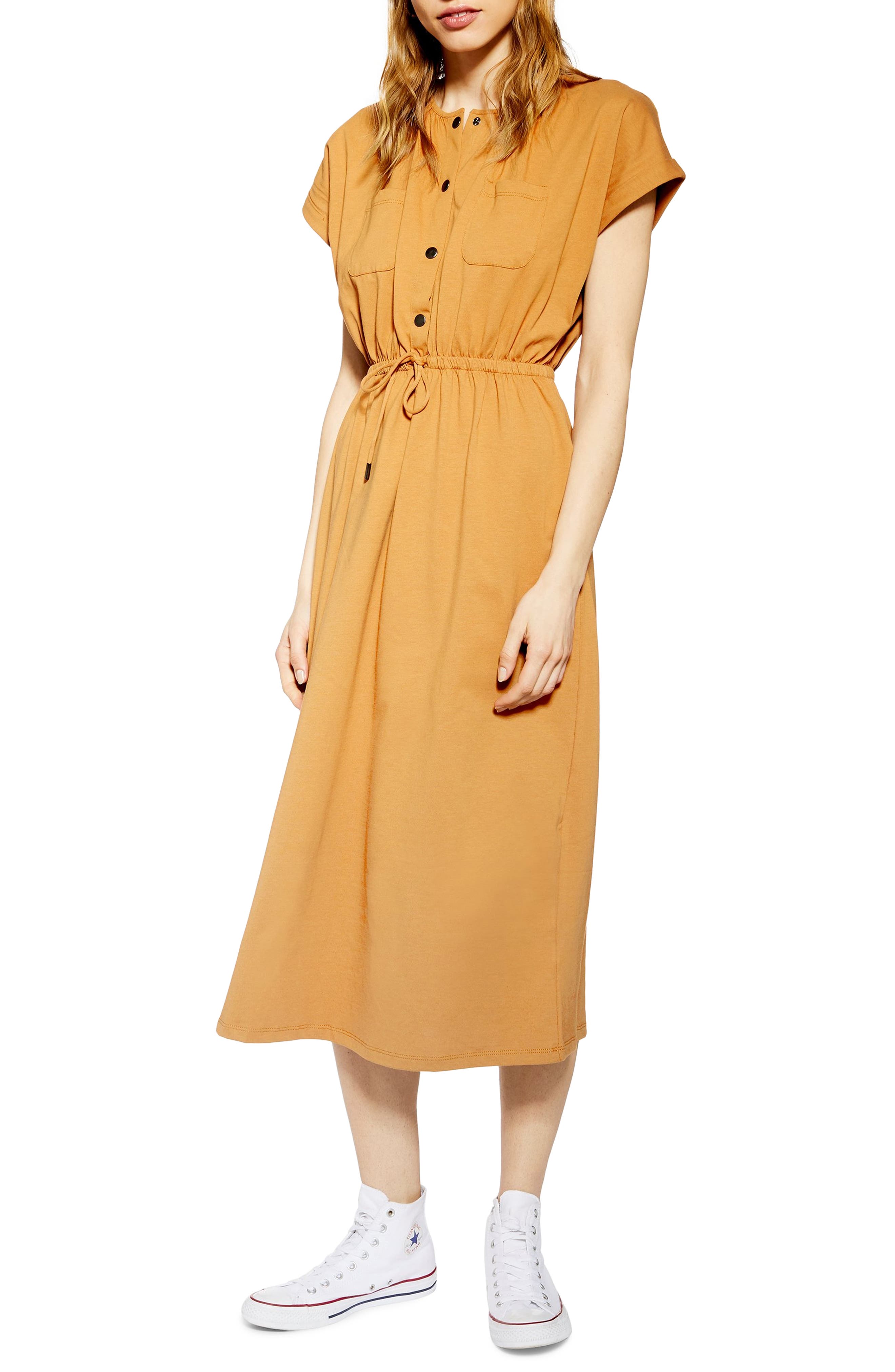 Topshop Popper Midi Dress, US (fits like 14) - Metallic
