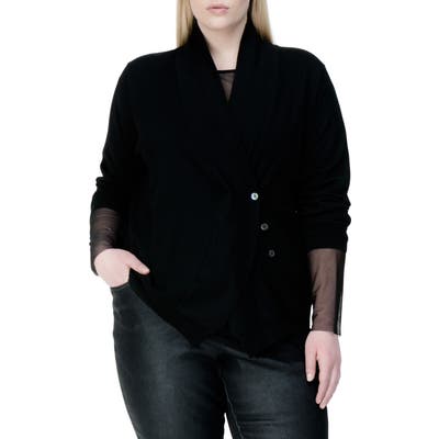 Plus Size Universal Standard Curved Merino Wool Cardigan, Size S (1-16W) - Black
