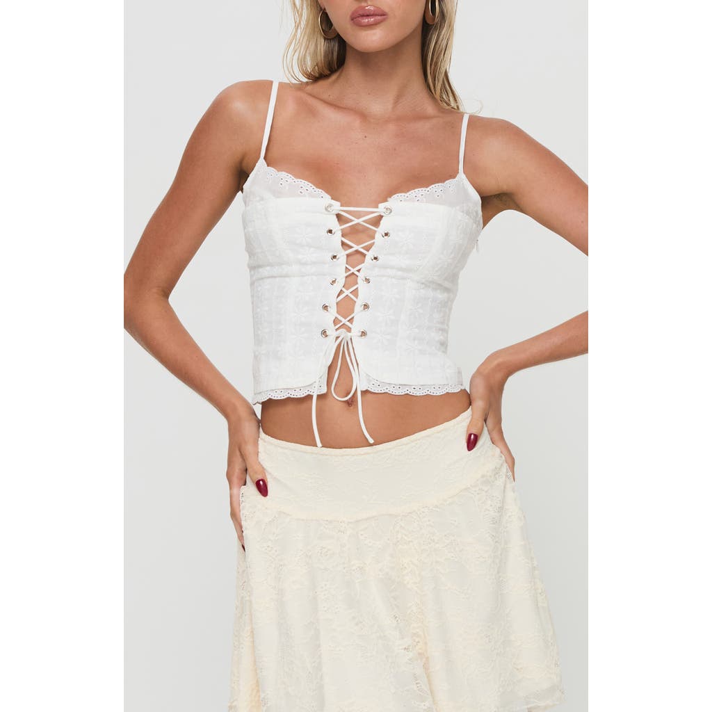 Princess Polly Amitri Cotton Lace-up Bustier Top In Ivory