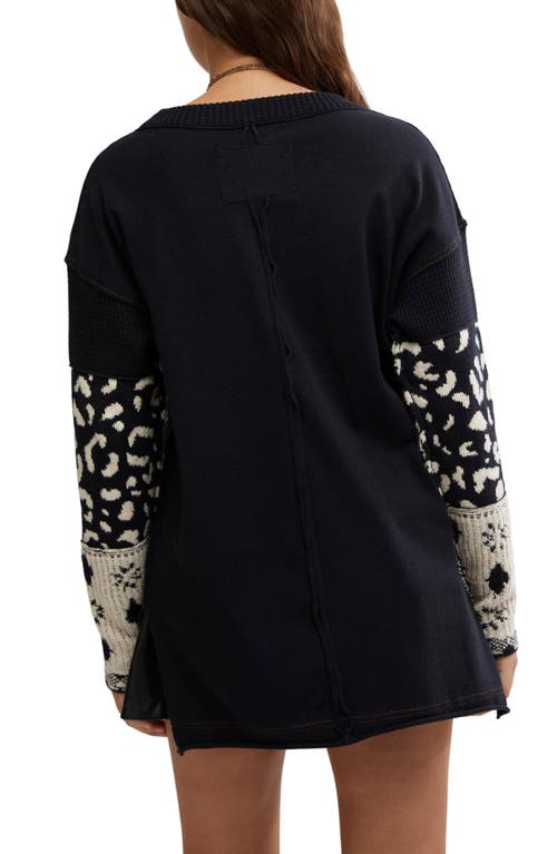 Shop Free People Tiger Style Long Sleeve Cotton Blend T-shirt In Black Combo