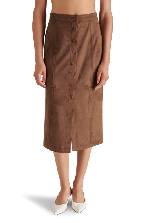 Shop Steve Madden Riya Faux Suede Midi Skirt In Coco