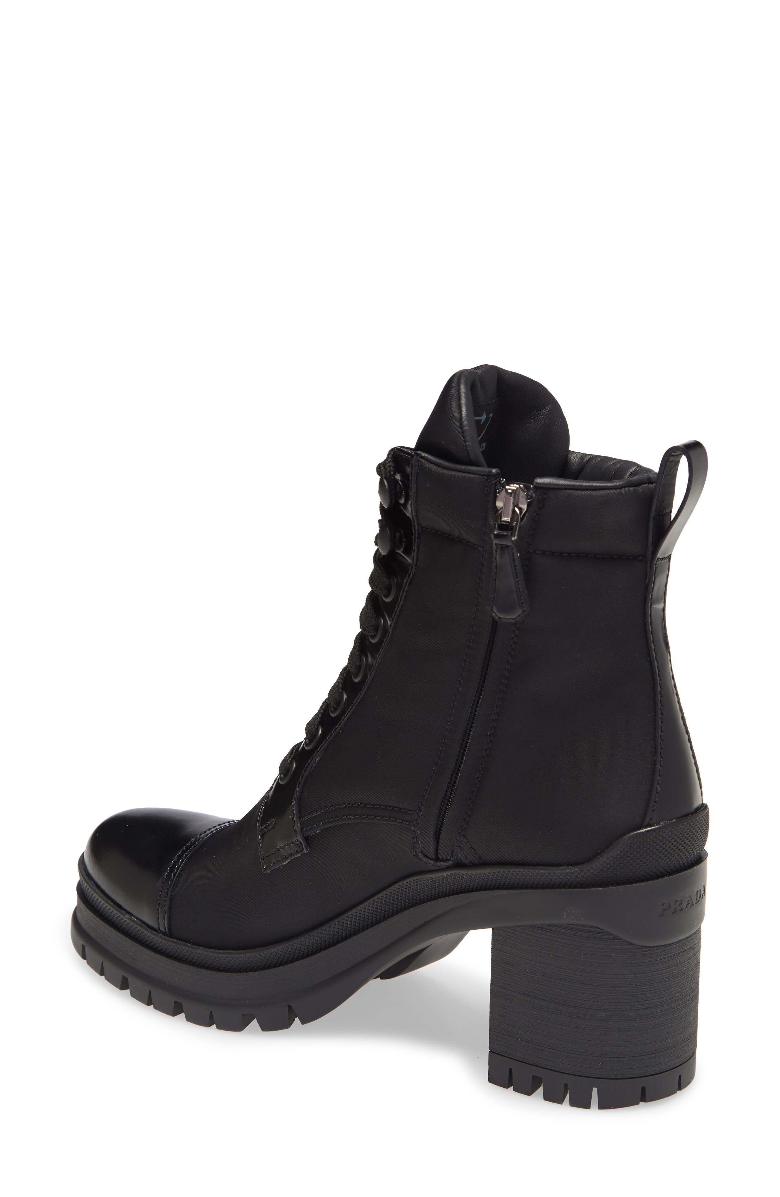 prada block heel combat boot