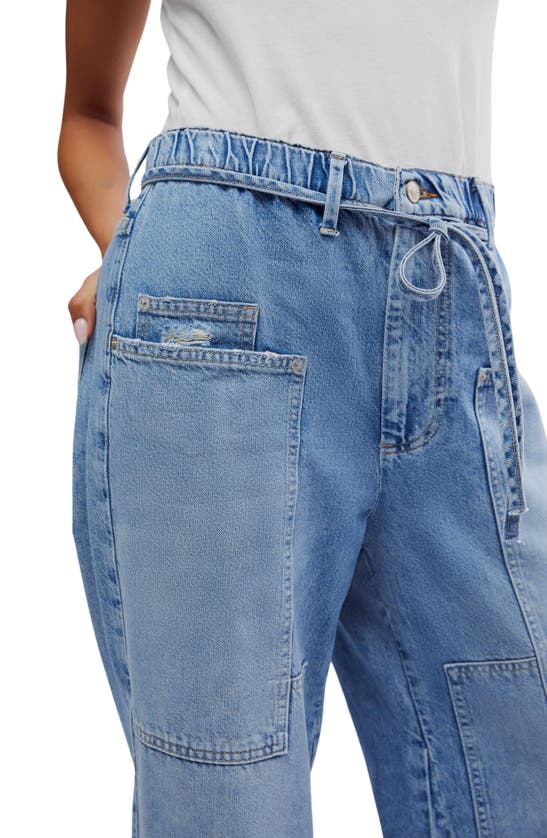 Shop Free People Curvy Outlaw Wide Leg Cargo Jeans In Drizzle