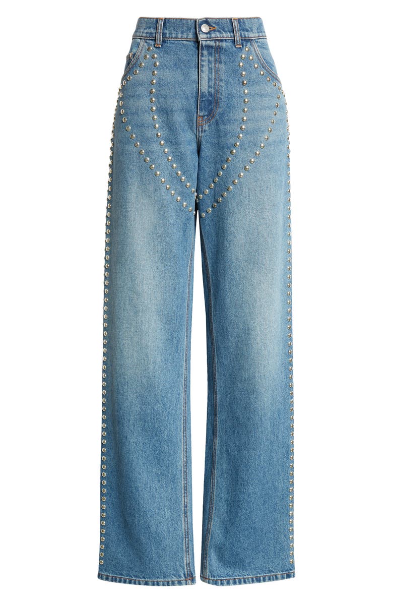 Stella Mccartney Chaps Studded Denim Wide Leg Jeans 