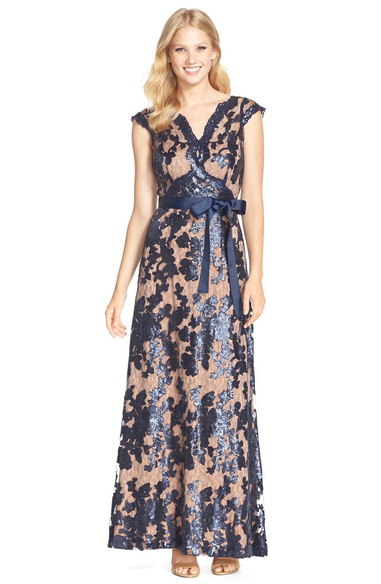 Js collections sequin lace blouson gown Clearance