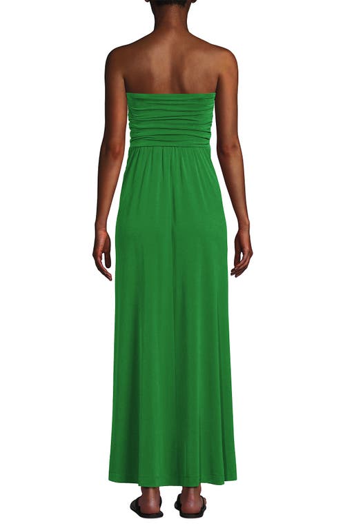 Shop Lands' End Cupro Bandeau Maxi Dress With Removable Straps In True Green