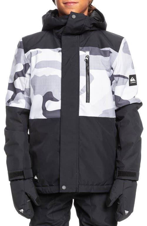 Quiksilver Kids' Mission Print Colorblock Waterproof Recycled Polyester Jacket in Fade Out Camo