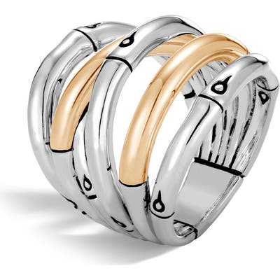 John Hardy Bamboo 18-Karat Gold Sterling Silver Stack Ring