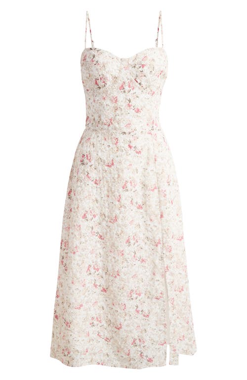 Eyelet Embroidered Midi Dress in Pink Floral